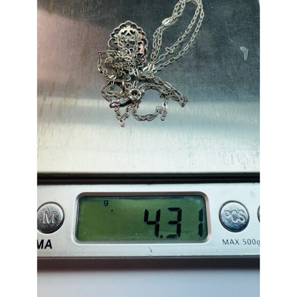 Estate Sterling Silver Filigree Pendant Necklace, 24” Oval Link Chain, Italy, 4. - Picture 13 of 13